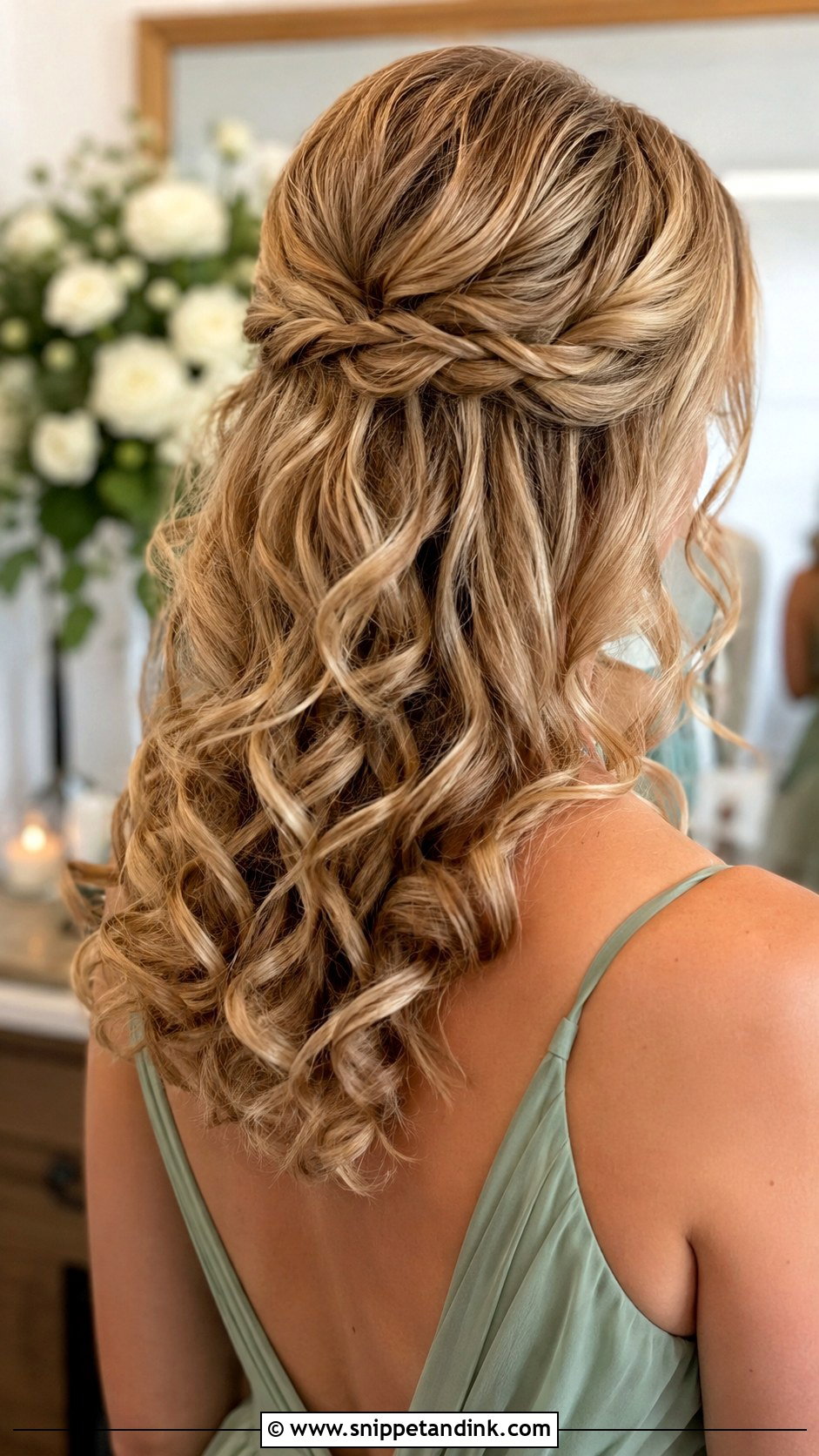 Curly Bridesmaid Half Up Half Down Hairstyle - Snippet and Ink - 25 Curly Bridesmaid Hairstyles
