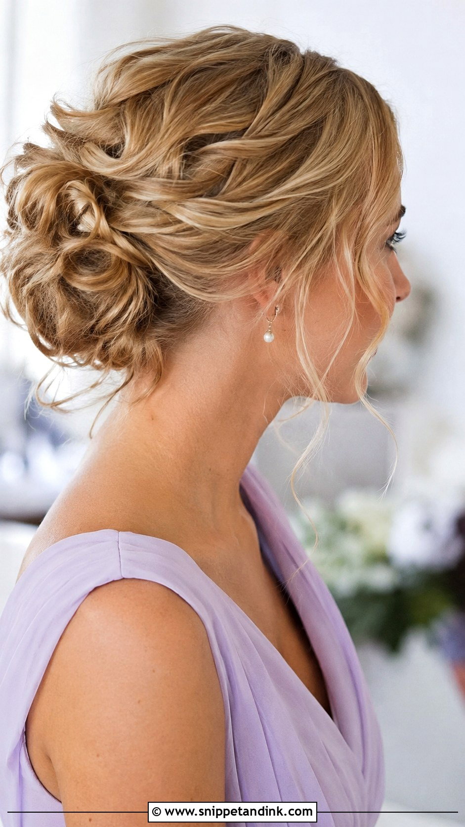 Curly Bridesmaid Messy Bun - Snippet and Ink - 20 Bridesmaid Curly Hair Ideas