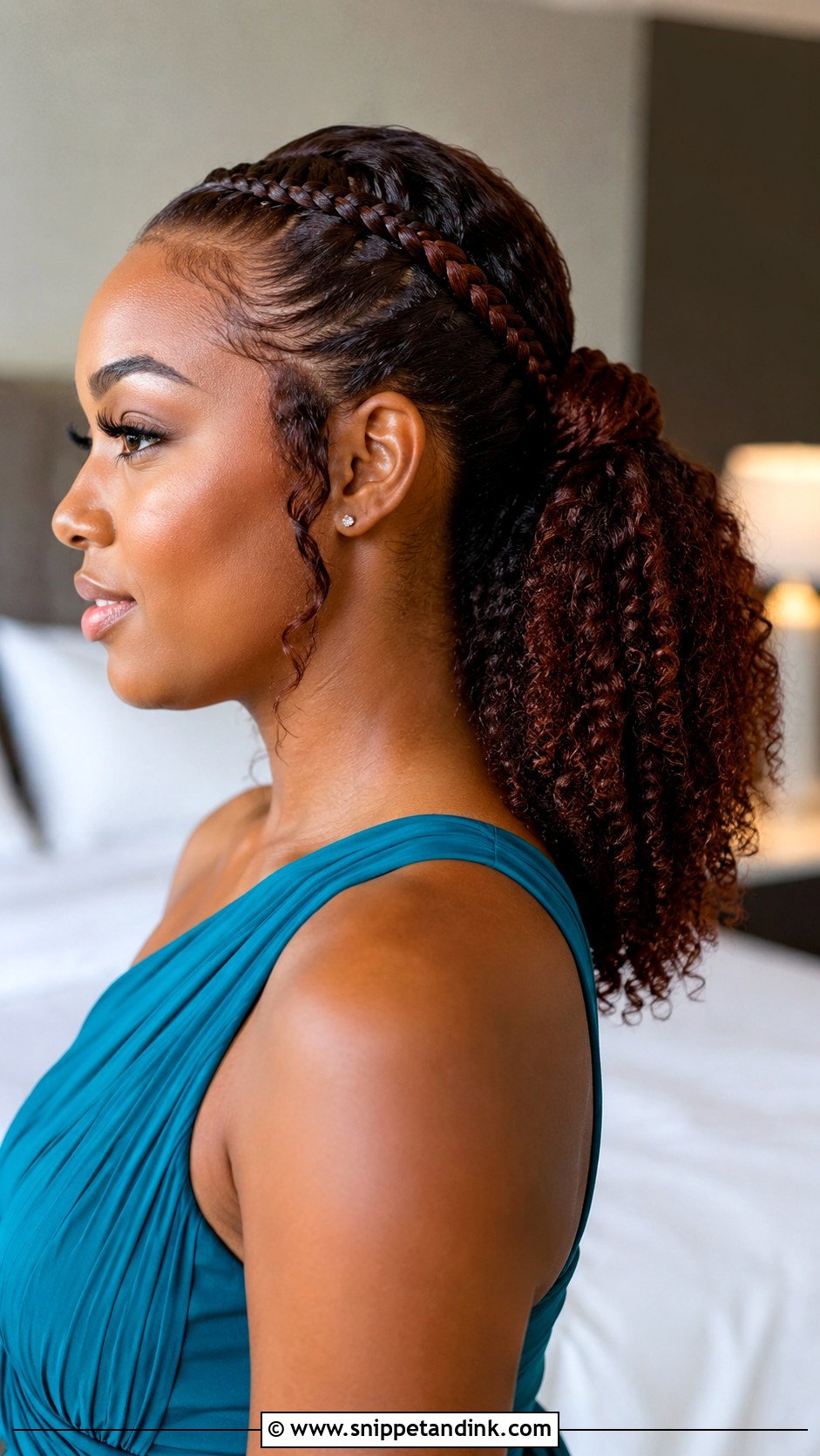 Curly Bridesmaid Ponytail With Braids - Snippet and Ink - 20 Bridesmaid Curly Hair Ideas