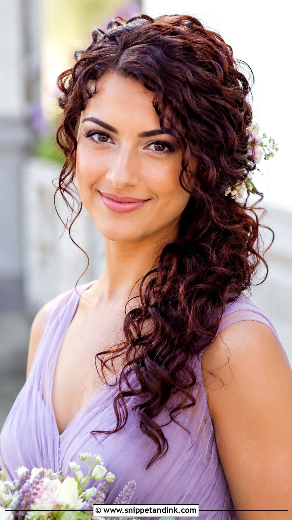 Curly Bridesmaid Side Ponytail - Snippet and Ink - 25 Curly Bridesmaid Hairstyles