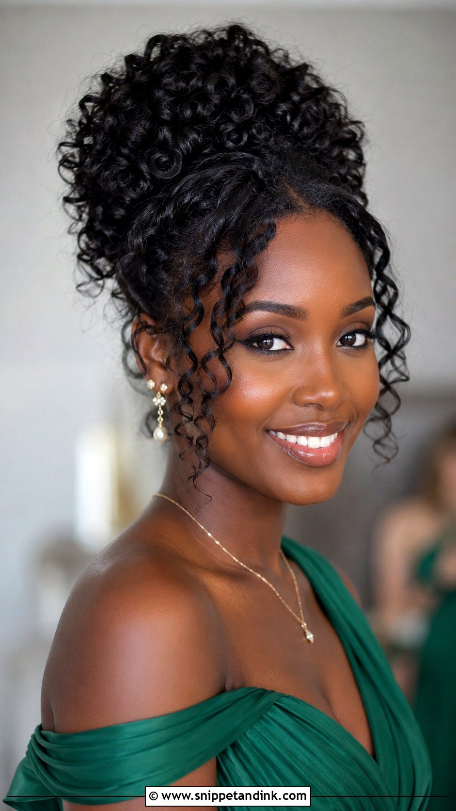 Curly Bridesmaid Updo - Snippet and Ink - 20 Hair Ideas for Wedding Bridesmaid