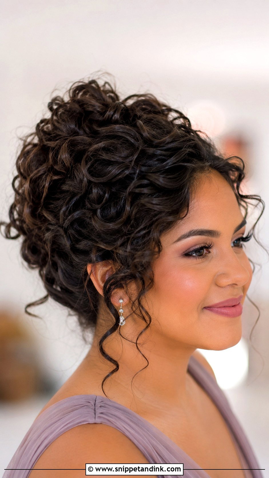 Curly Bridesmaid Updo - Snippet and Ink - 20 Bridesmaid Curly Hair Ideas
