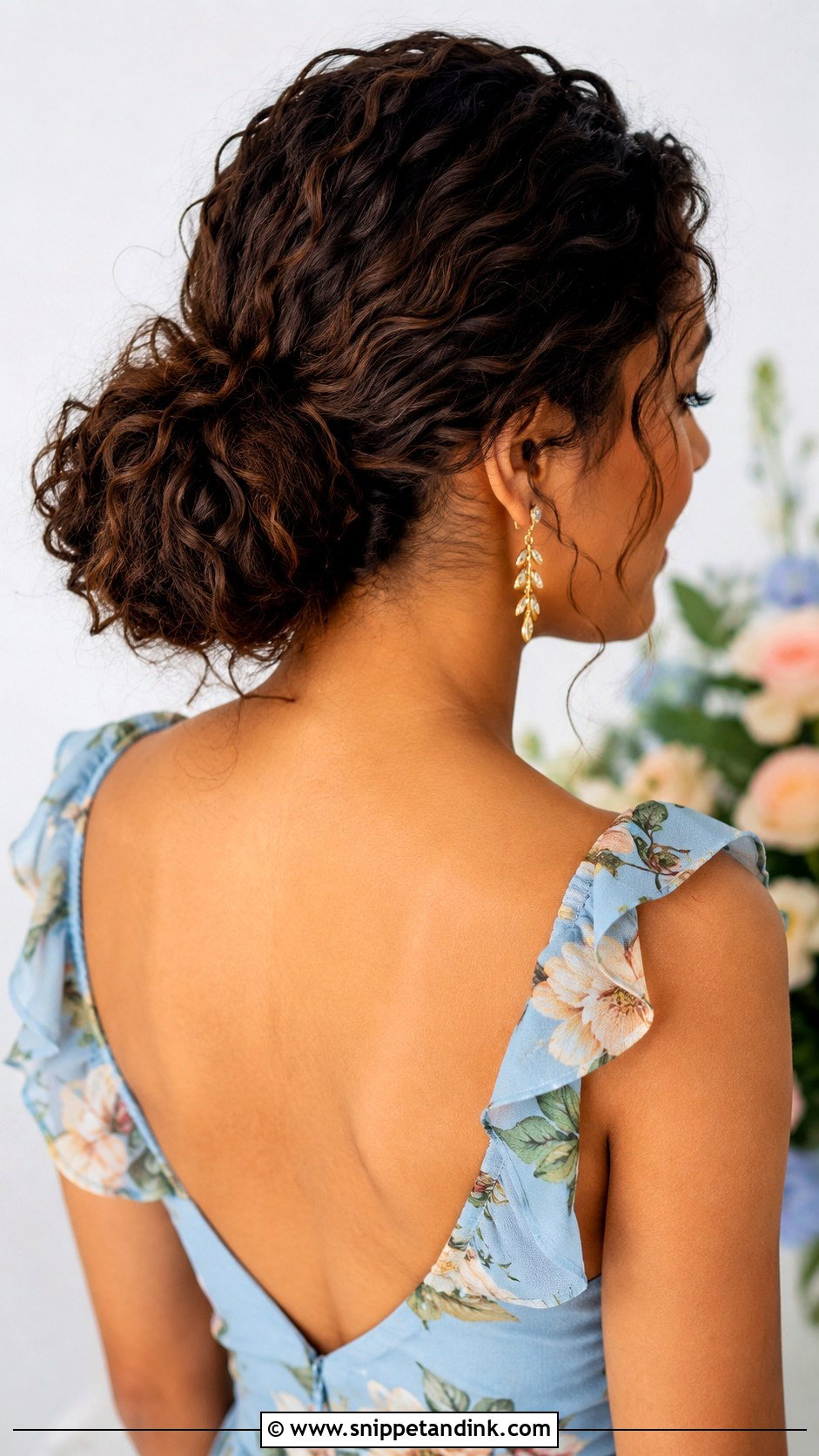 Curly Bun Bridesmaid Hair - Snippet and Ink - 20 Bun Bridesmaid Hair Ideas