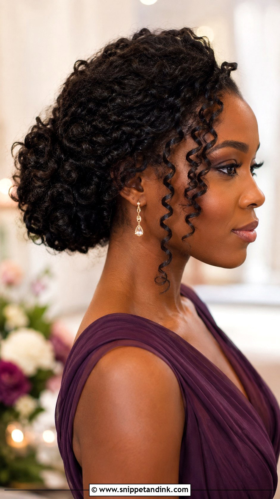Curly Bun Bridesmaid Updo - Snippet and Ink - 20 Bridesmaids Updos for Long Hair