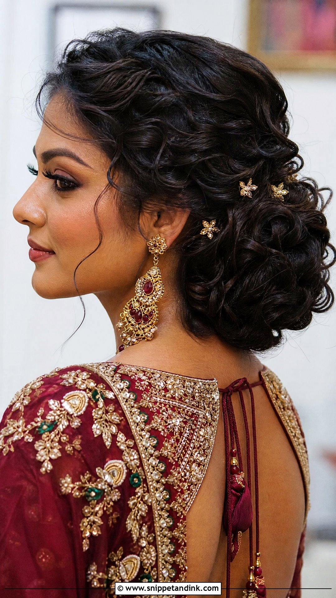 Curly Bun For Indian Wedding - Snippet and Ink - 15 Bun for Indian Wedding Ideas