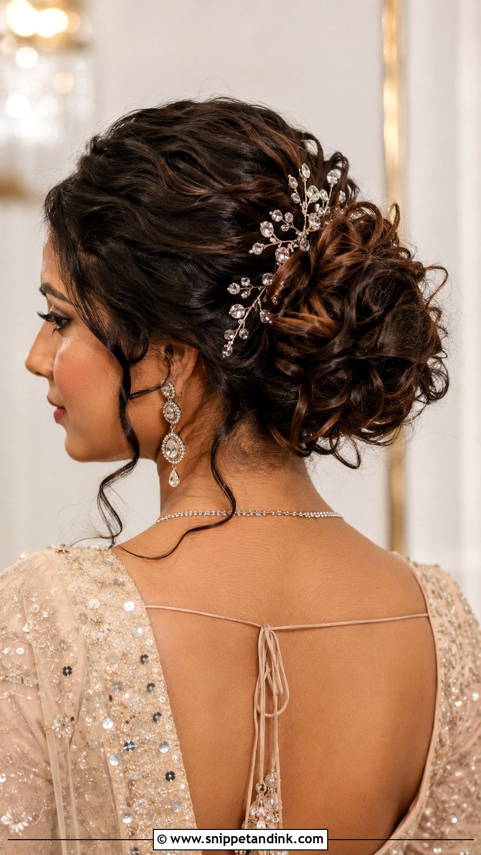 Curly Bun For Medium Hair - Snippet and Ink - 20 Indian Wedding Hair Buns for Medium Hair