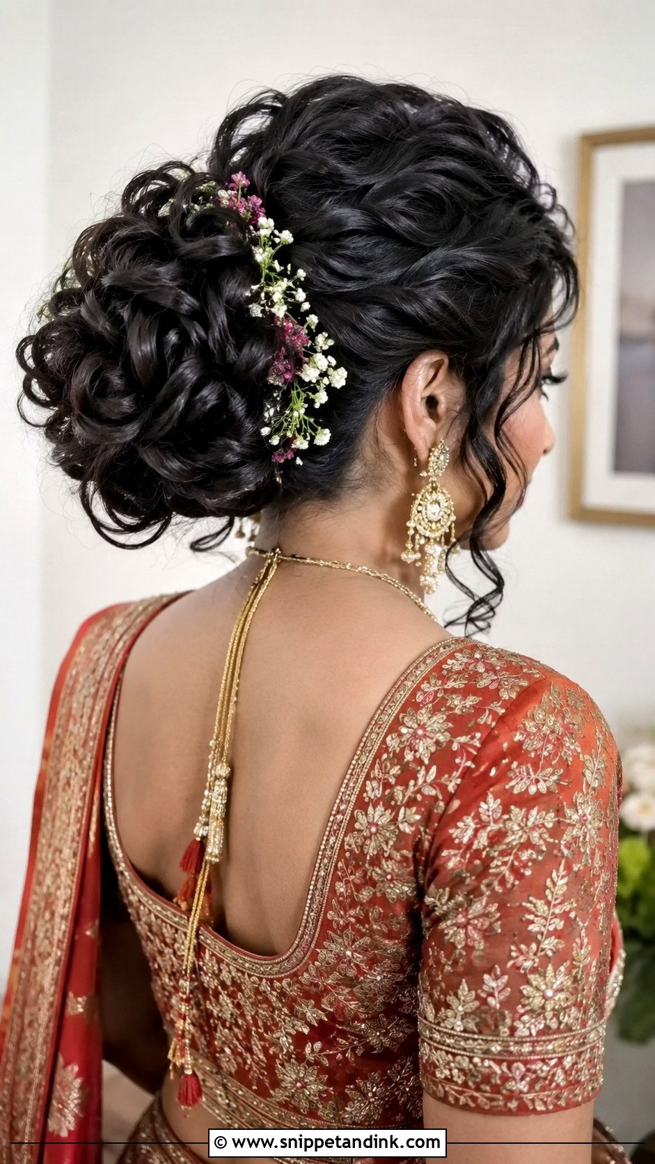 Curly Bun Hairstyle For Indian Wedding - Snippet and Ink - 20 Curls Hairstyles Indian Wedding