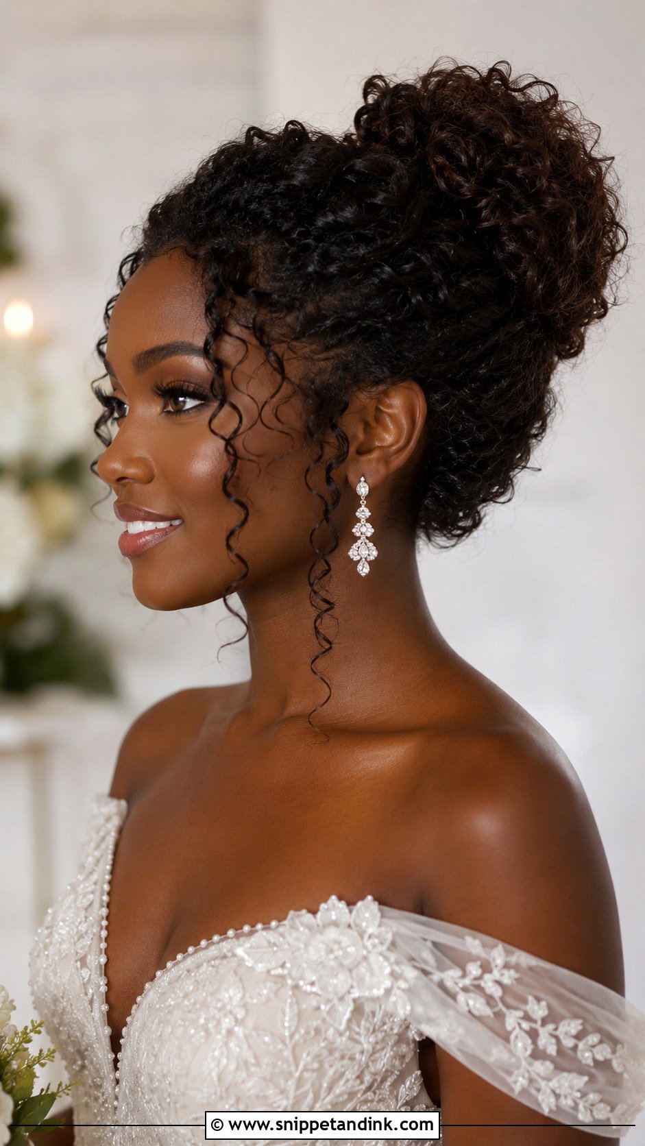 Curly Bun Wedding Hairstyle - Snippet and Ink - 30 Wedding Bun Hairstyles
