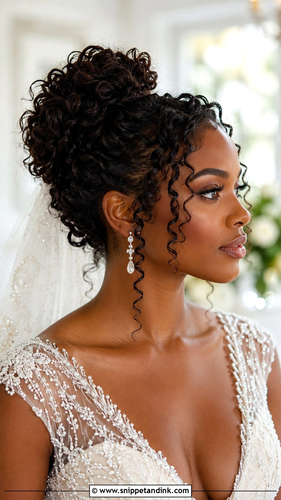 Curly Bun Wedding Hairstyle - Snippet and Ink - 30 Wedding Hair Bun Ideas