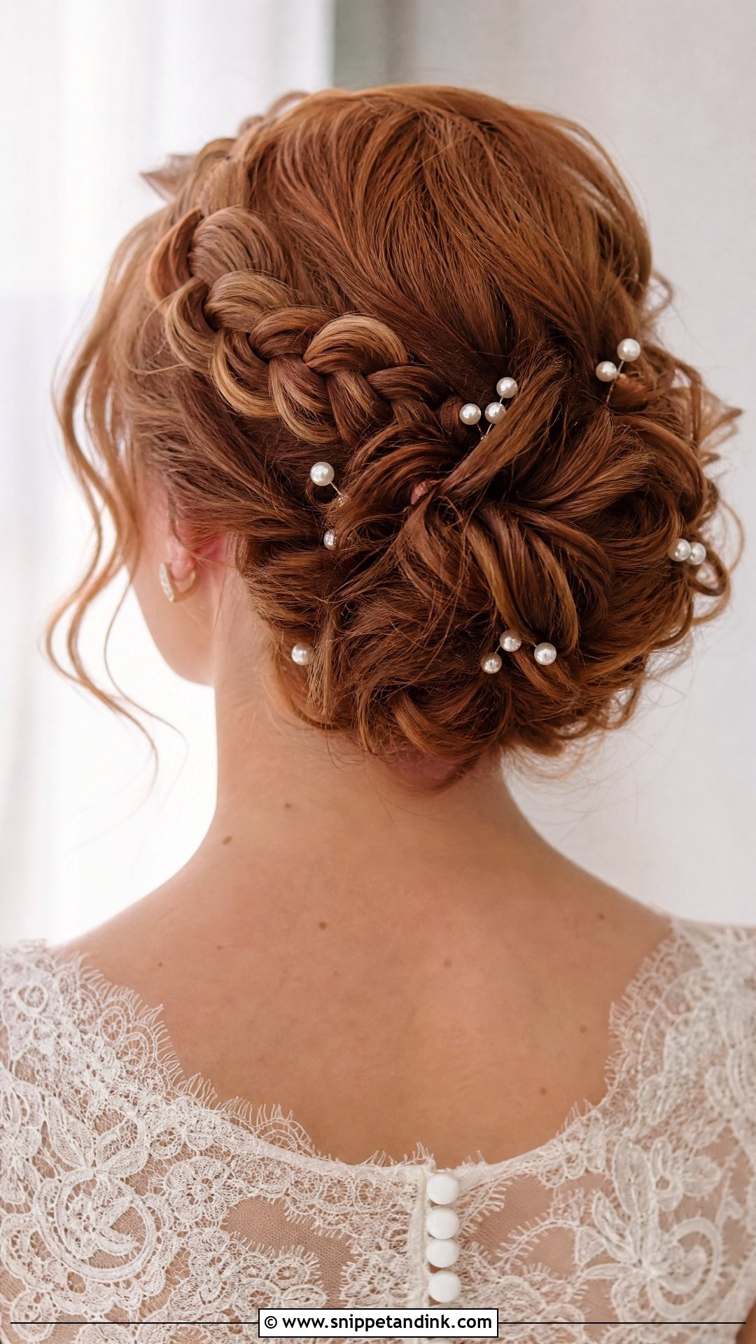 Curly Bun With Braid Wedding Hairstyle - Snippet and Ink - 20 Curly Bun Wedding Hairstyles