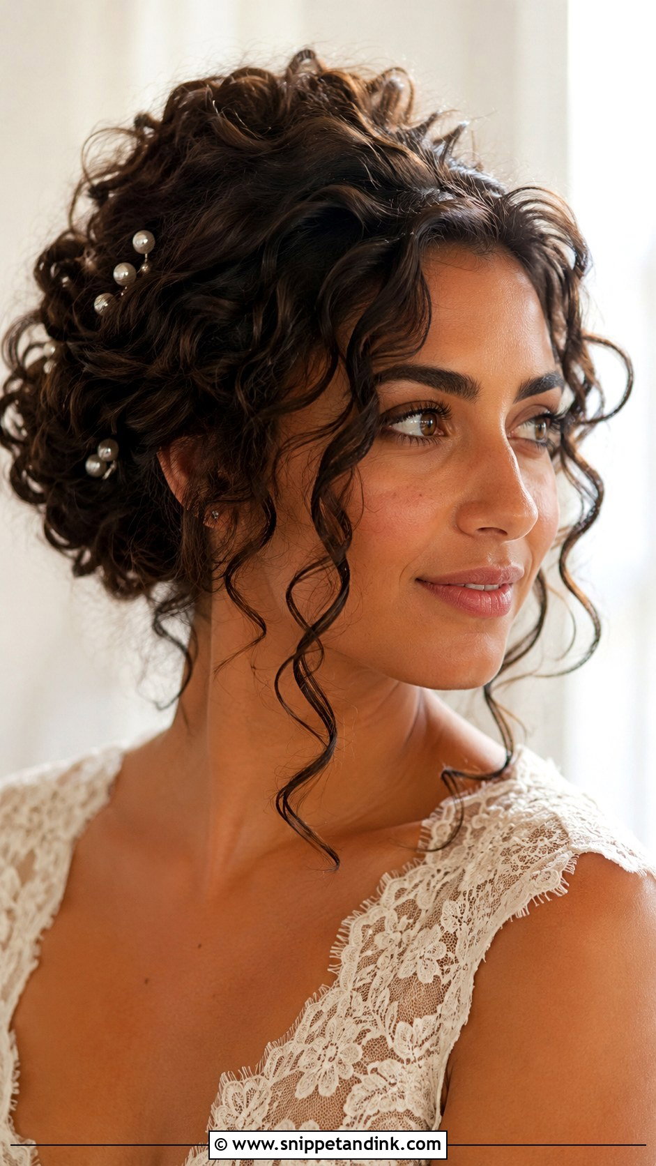Curly Bun With Face Framing Pieces - Snippet and Ink - 20 Curl Wedding Hair Styles