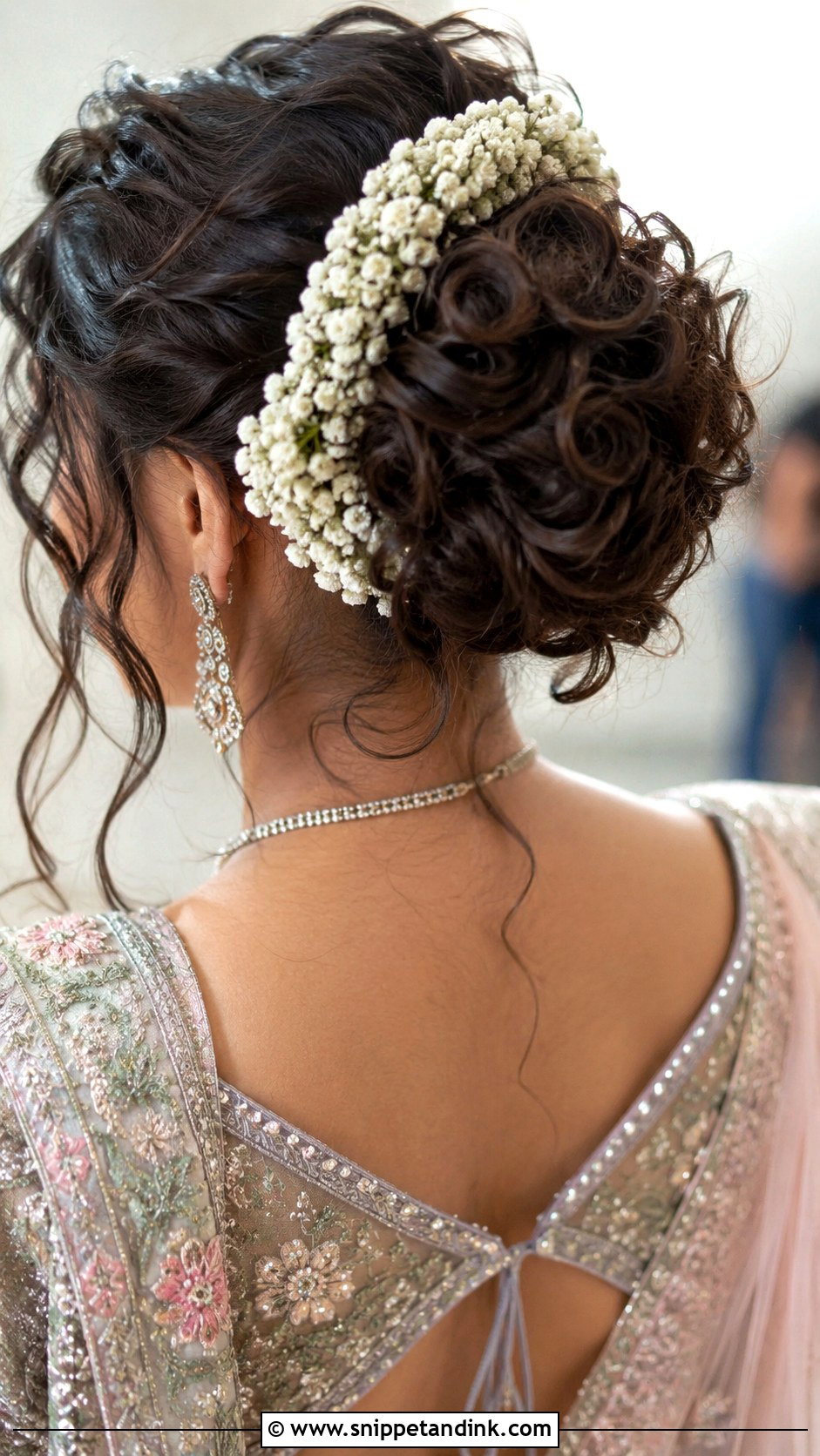 Curly Bun With Gajra for Receptions - Snippet and Ink - 25 Traditional Indian Weddings Bridal Hairstyles
