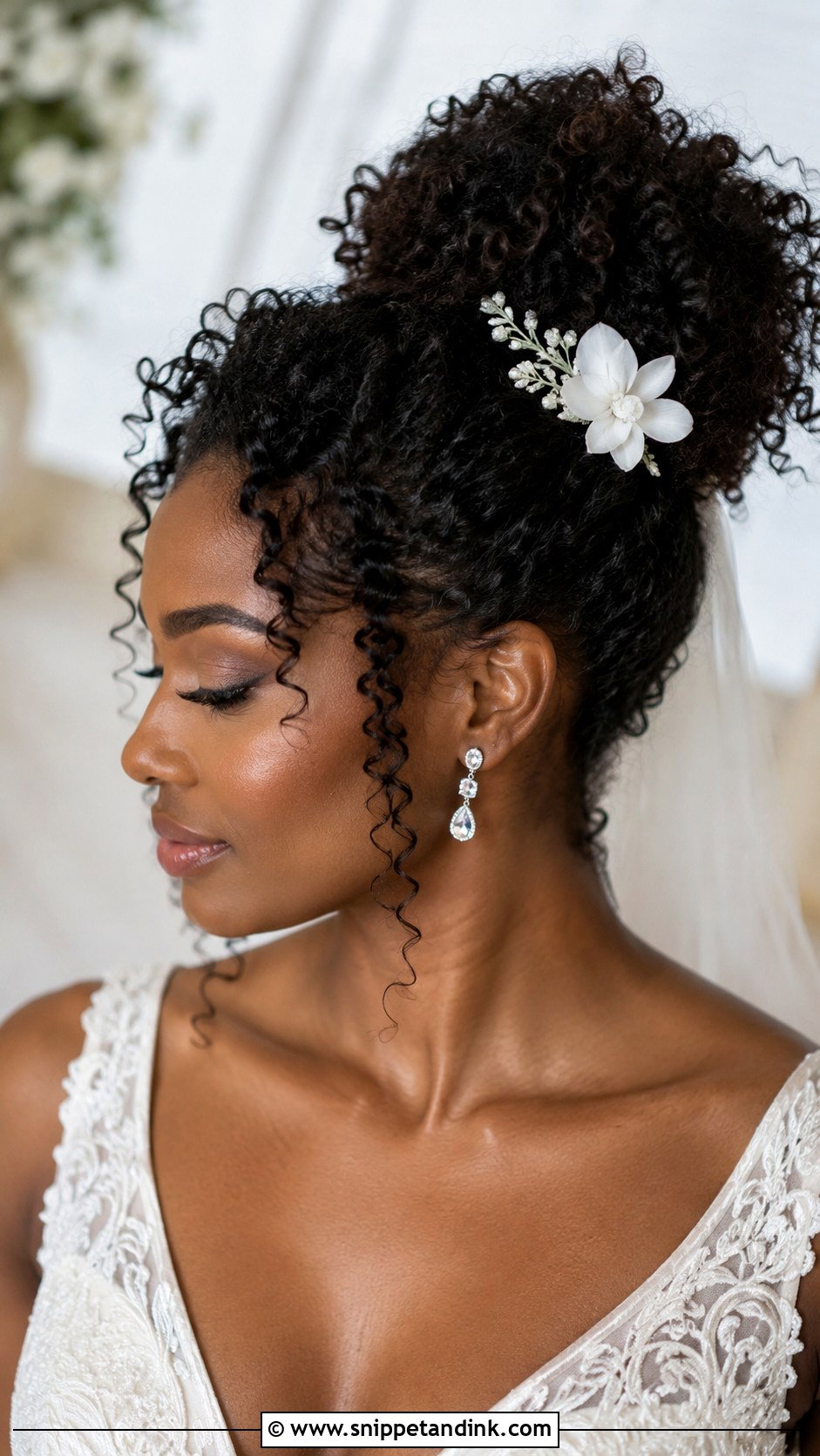 Curly Bun for Natural Hair - Snippet and Ink - 20 Cute Bun Hairstyles for Wedding