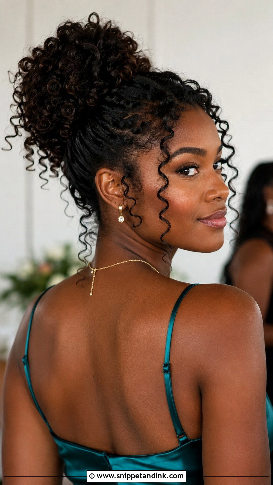 Curly Bun for Wedding Guest - Snippet and Ink - 20 Bun Hairstyles for Wedding Guest