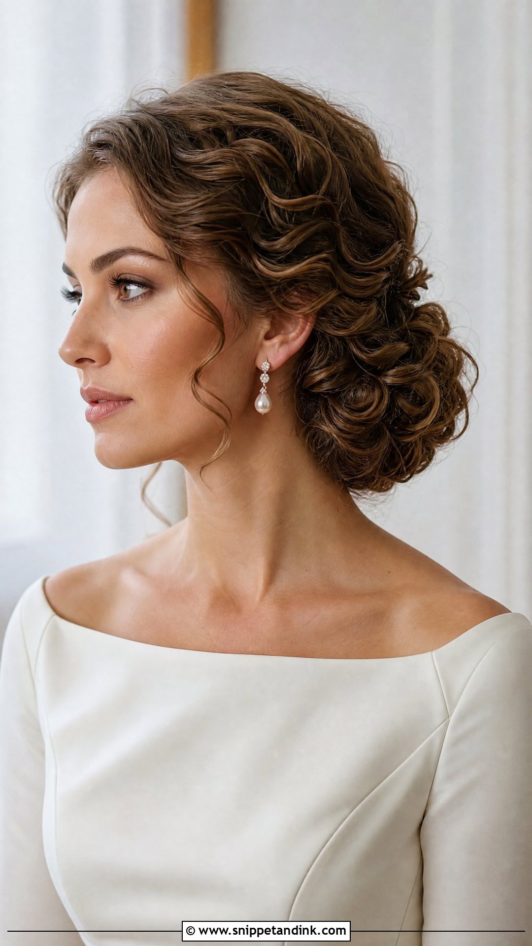 Curly Chignon Bridal Bun - Snippet and Ink - 15 Curly Bridal Bun Ideas