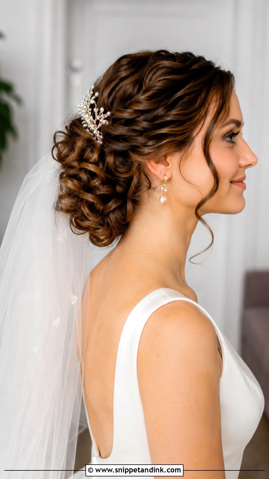 Curly Chignon Bridal Hair - Snippet and Ink - 20 Bridal Hairstyles for Curly Hair
