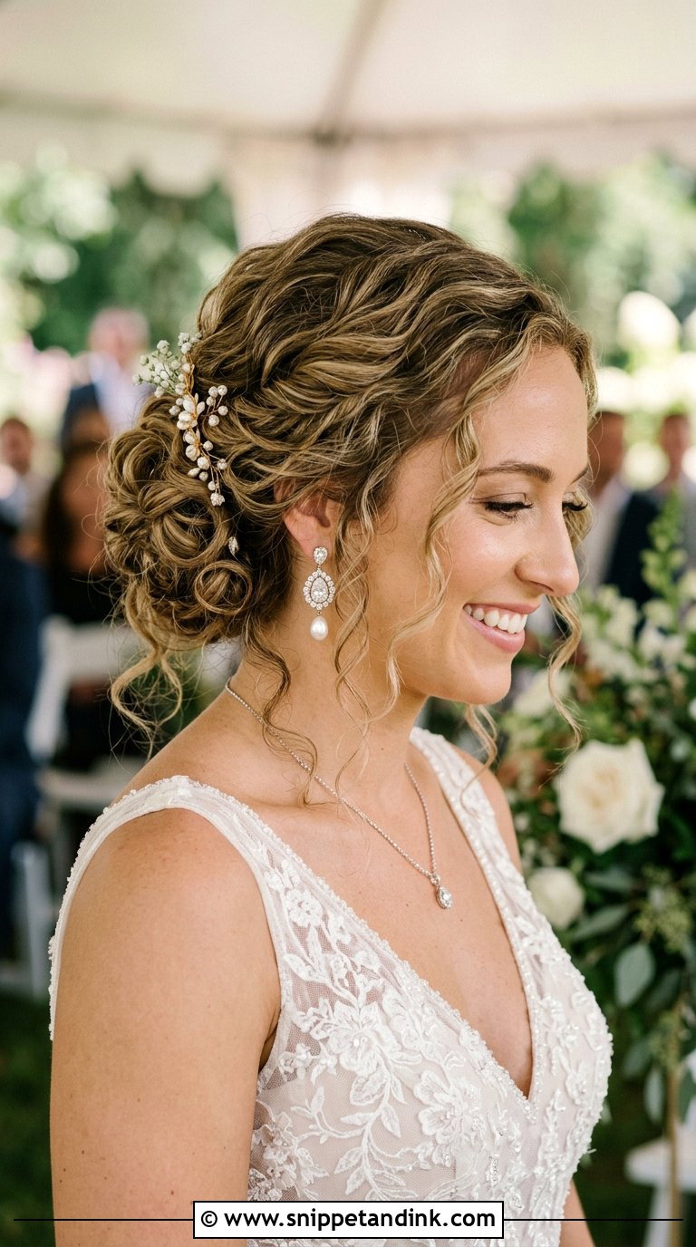 Curly Chignon Bridal Style - Snippet and Ink - 20 Bridal Hair Curls