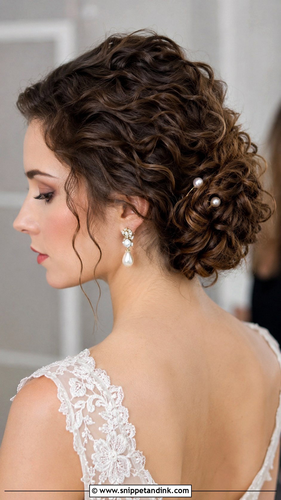 Curly Chignon For Short Hair - Snippet and Ink - 20 Short Hair Curls Wedding