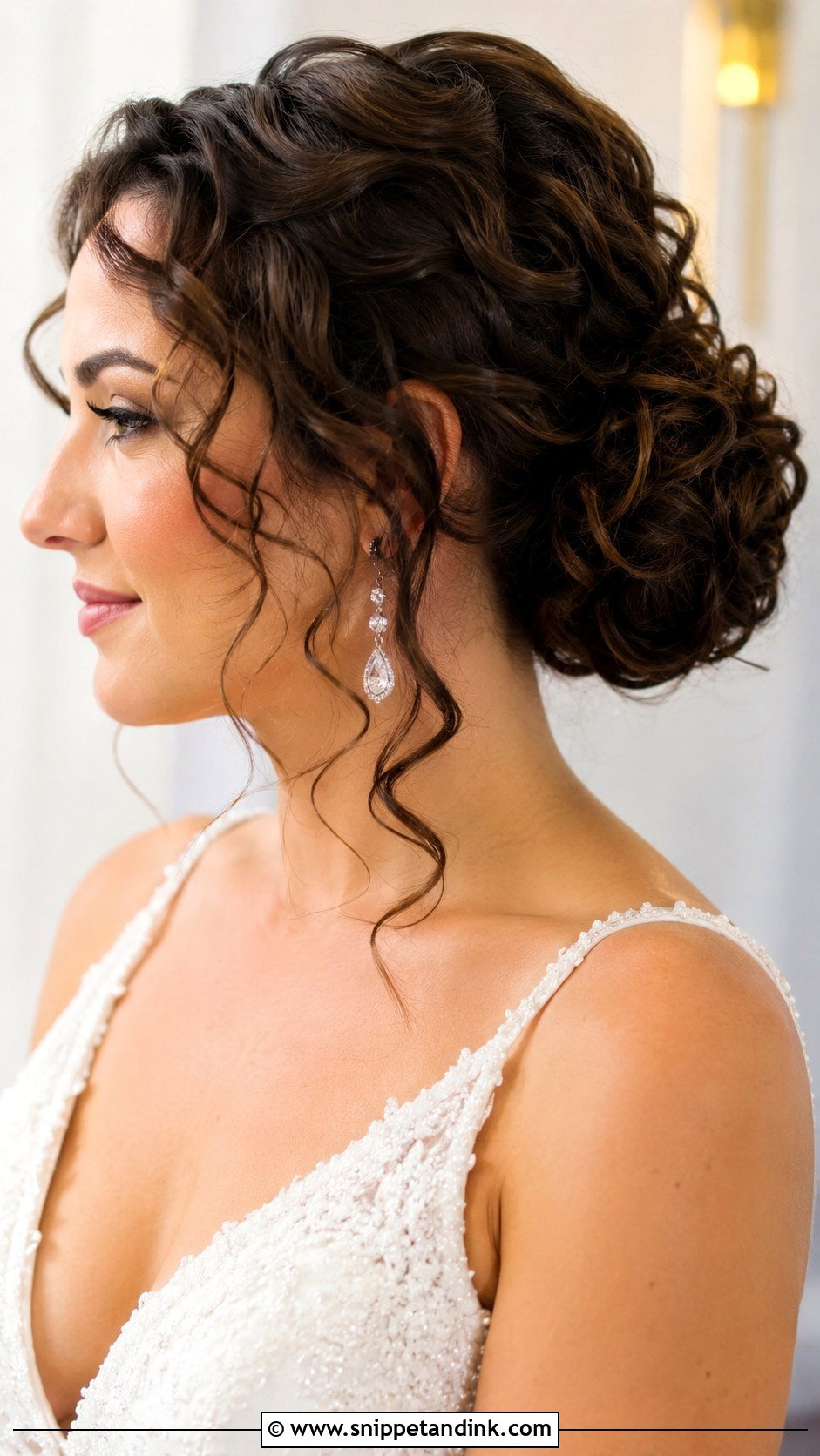 Curly Chignon Updo - Snippet and Ink - 30 Wedding Hairstyles for Curly Hair