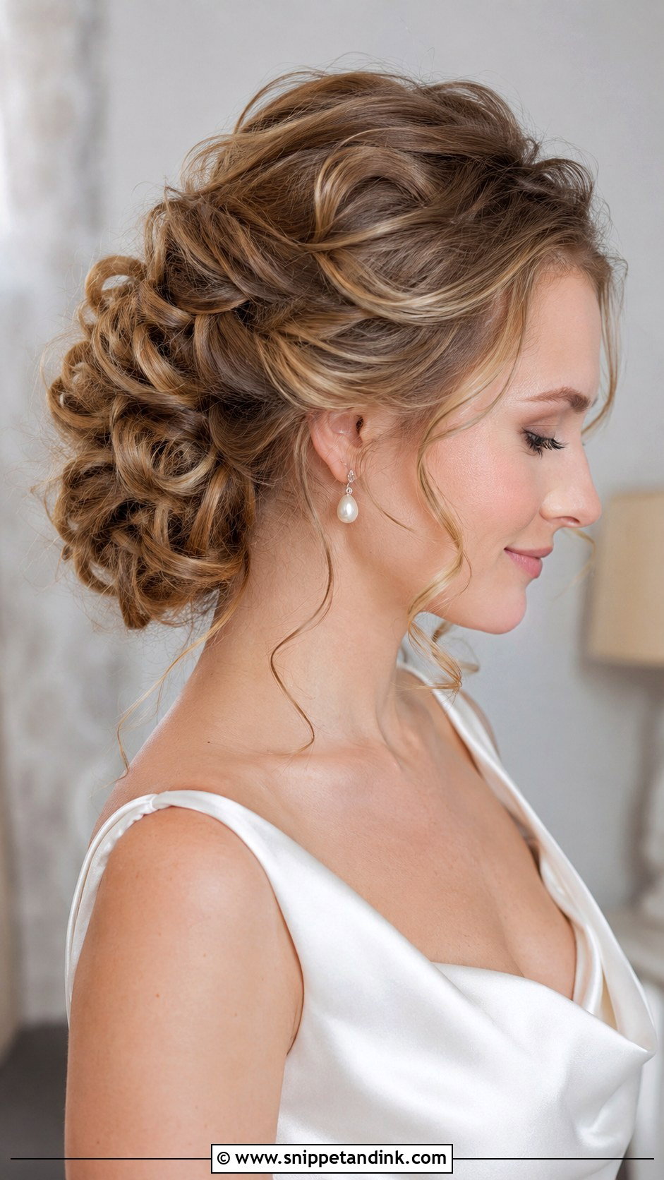 Curly Chignon Wedding Hair - Snippet and Ink - 20 Elegant Curly Wedding Hairstyles