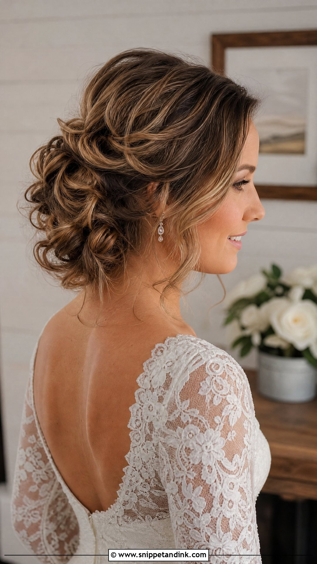 Curly Chignon Wedding Hairstyle - Snippet and Ink - 15 Curly Girl Wedding Hairstyles