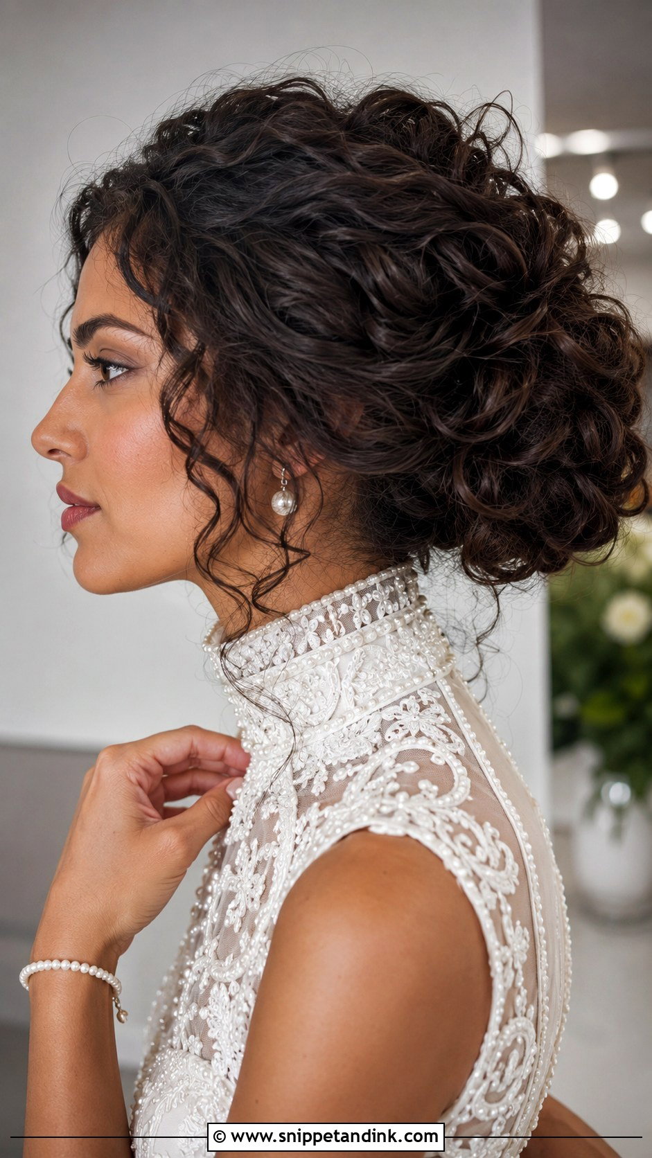 Curly Chignon Wedding Hairstyle - Snippet and Ink - 20 Simple Curly Wedding Hairstyles