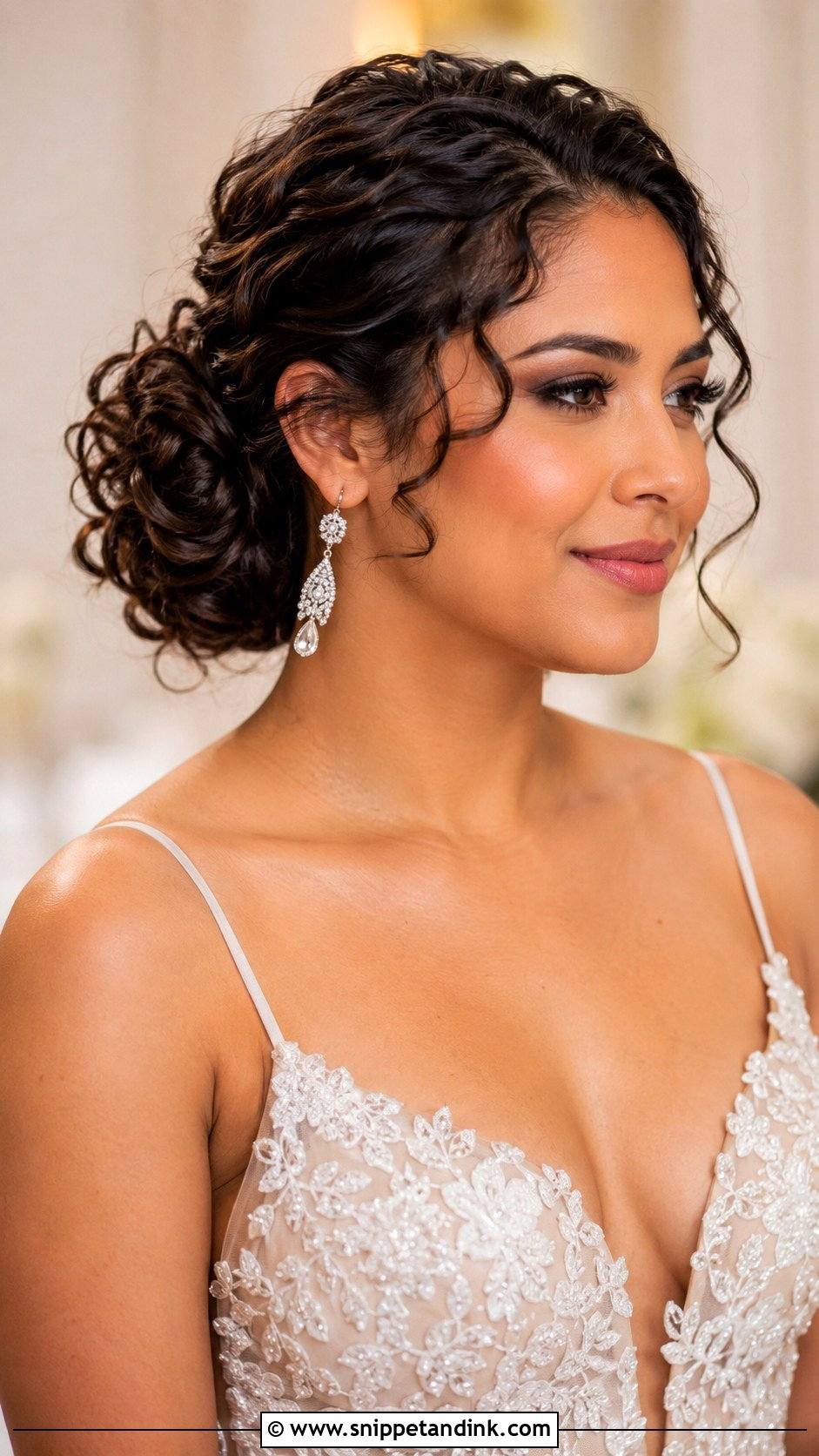 Curly Chignon Wedding Updo - Snippet and Ink - 30 Curly Wedding Hairstyles