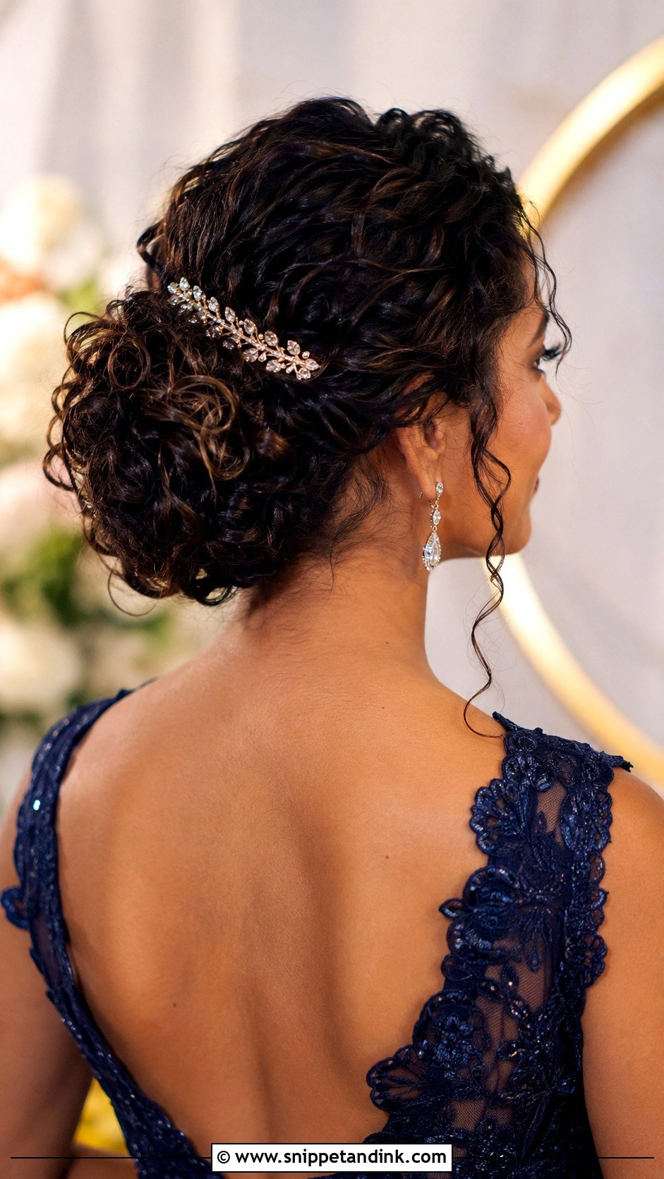 Curly Chignon With A Twist - Snippet and Ink - 20 Curly Hair for Wedding Guest Ideas