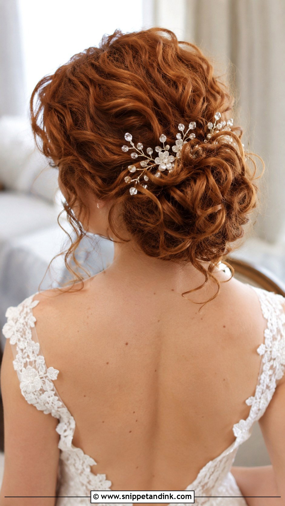 Curly Chignon With Hairpins - Snippet and Ink - 25 Curly Hair Bride Hairstyles