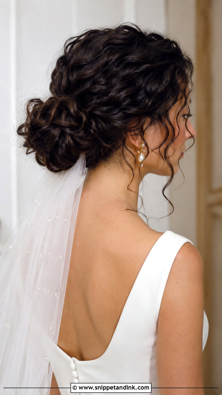 Curly Chignon for Short Hair - Snippet and Ink - 20 Short Curly Hair Wedding Ideas