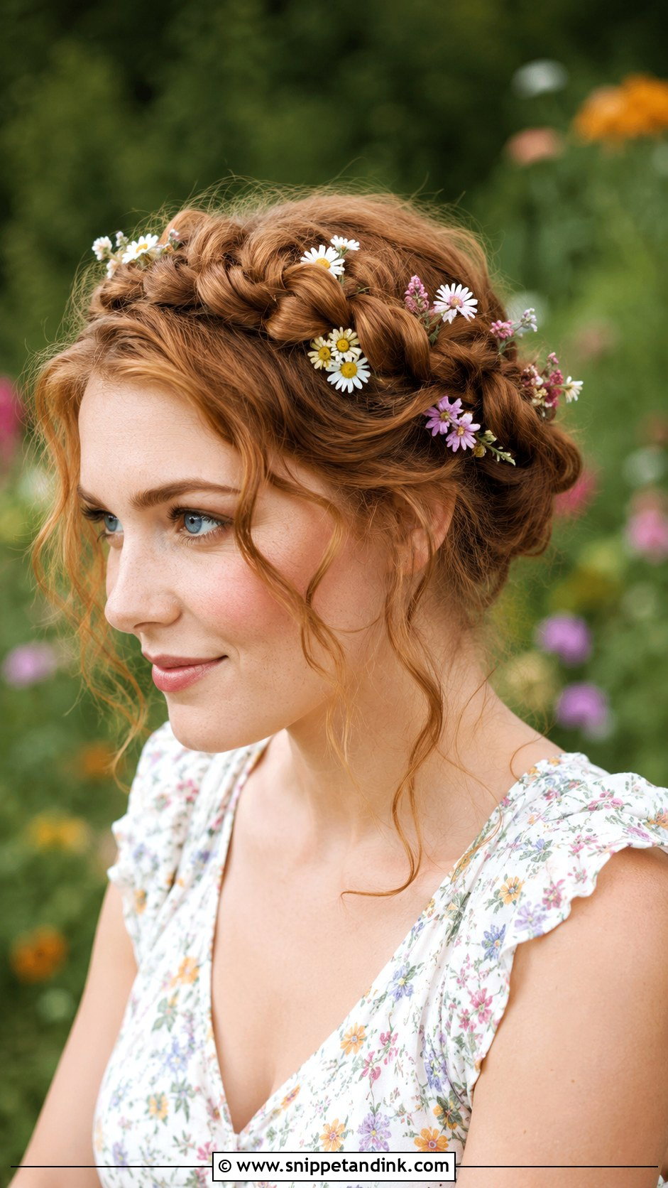 Curly Crown Braid - Snippet and Ink - 25 Curly Hair Wedding Guest Styles