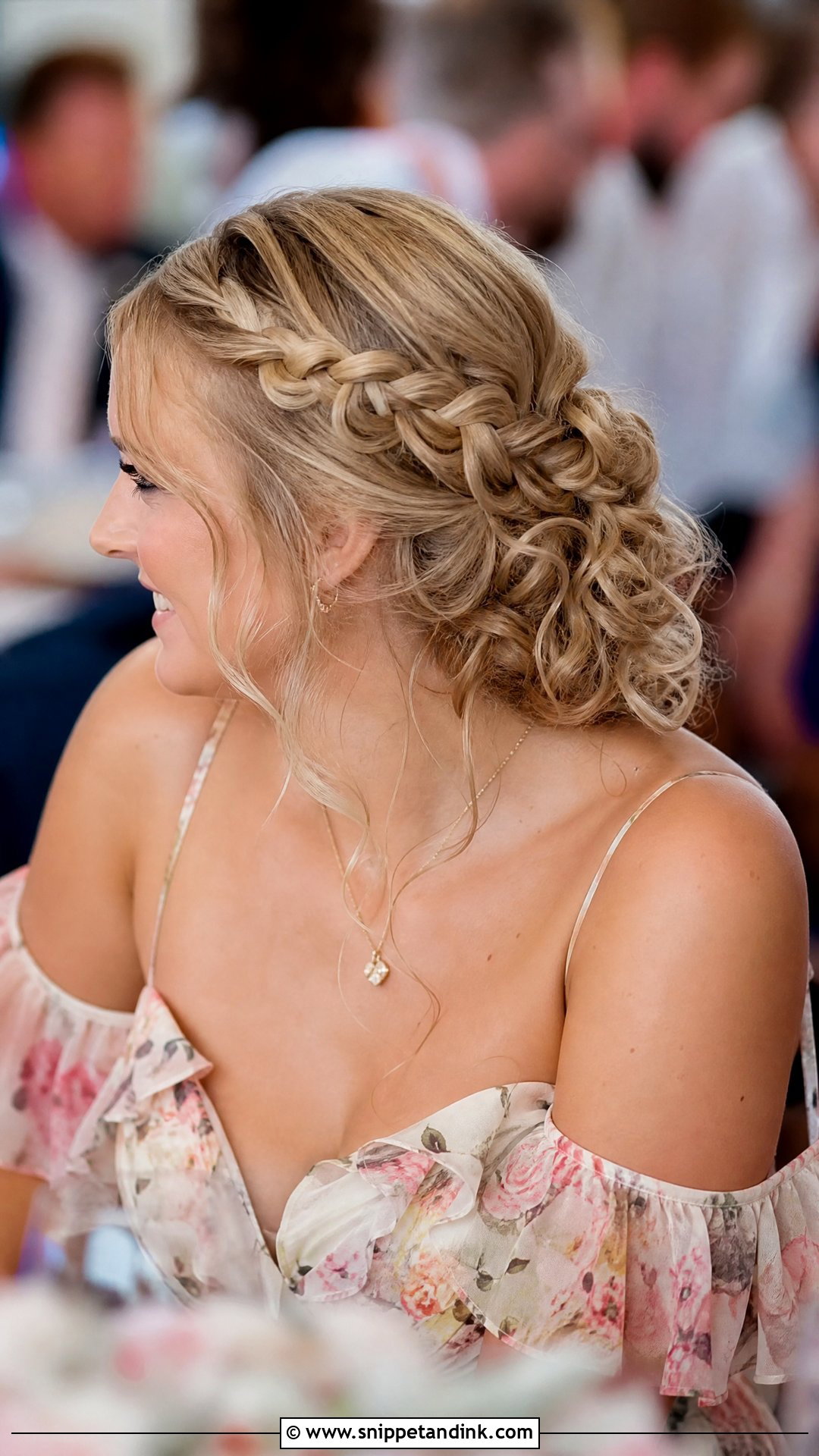 Curly Crown Braid Wedding Guest Hair - Snippet and Ink - 15 Curly Hairstyles for a Wedding Guest