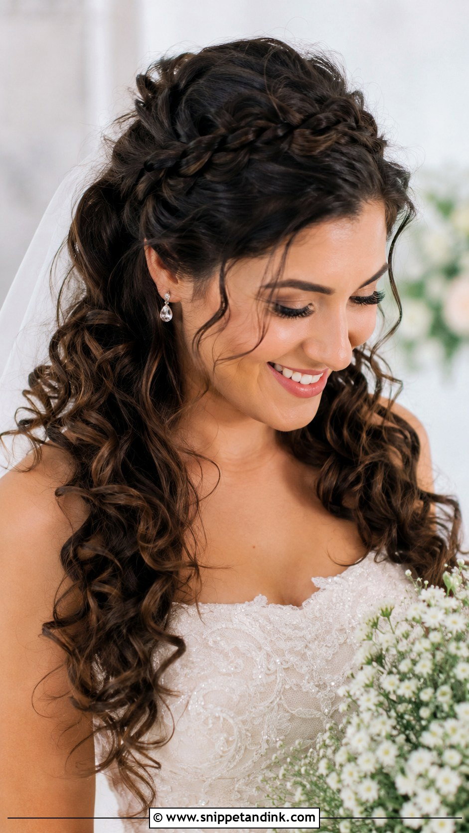 Curly Crown Braid Wedding Hair - Snippet and Ink - 25 Natural Curls Wedding Hair