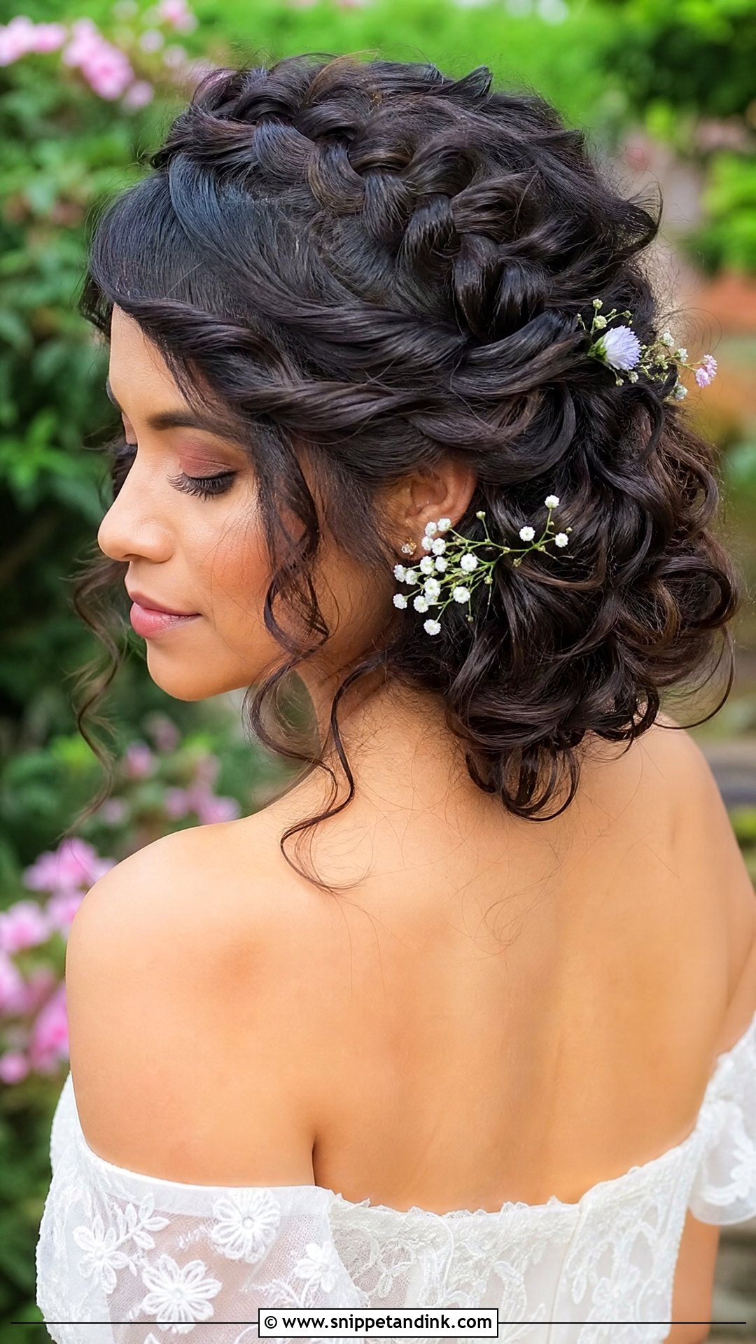 Curly Crown Braid Wedding Hair - Snippet and Ink - 20 Big Curls Wedding Hair