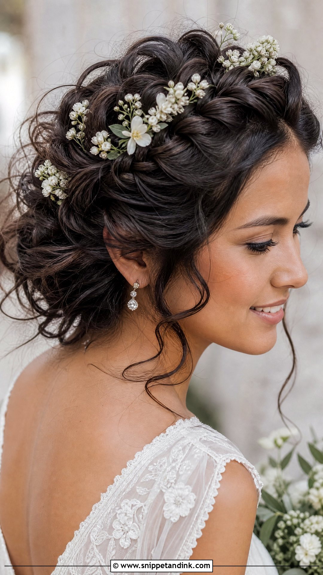 Curly Crown Braid Wedding Hairstyle - Snippet and Ink - 20 Curly Hairstyles for a Wedding