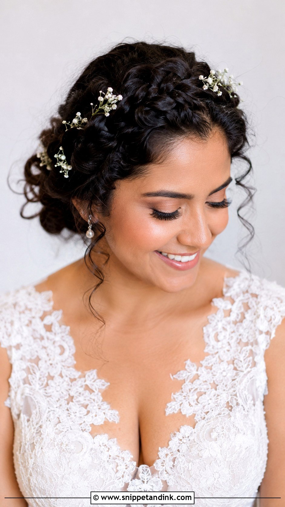 Curly Crown Braid Wedding Hairstyle - Snippet and Ink - 20 Curly Hairstyles for Medium Hair Wedding