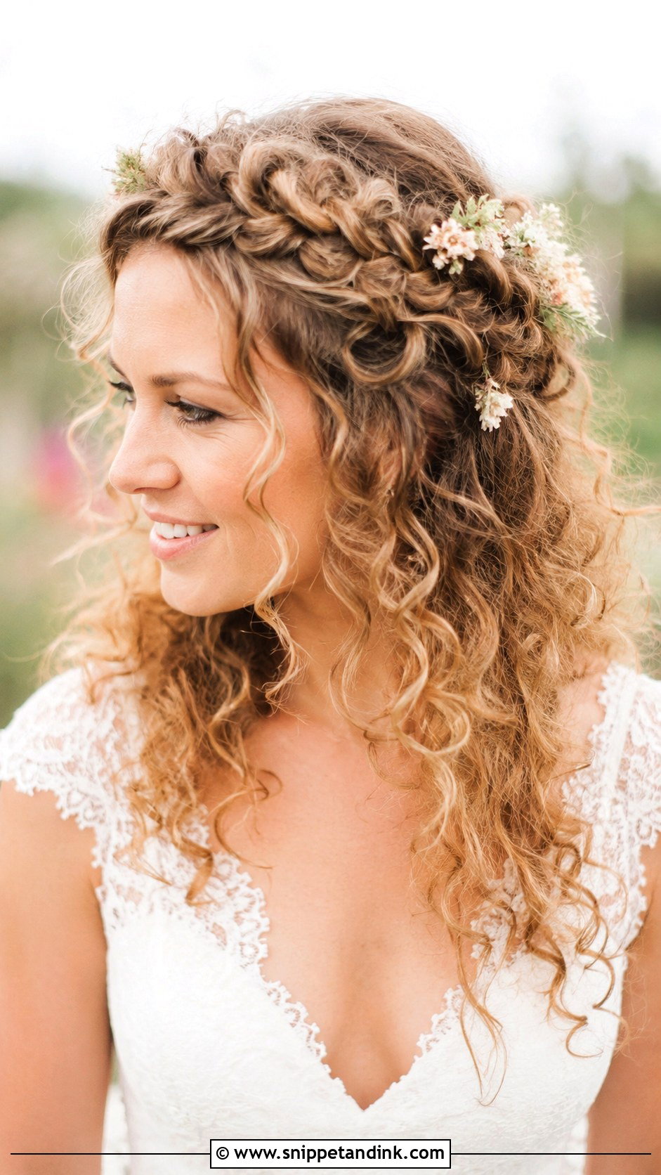 Curly Crown Braid Wedding Hairstyle - Snippet and Ink - 20 Wedding Hairstyles Curls