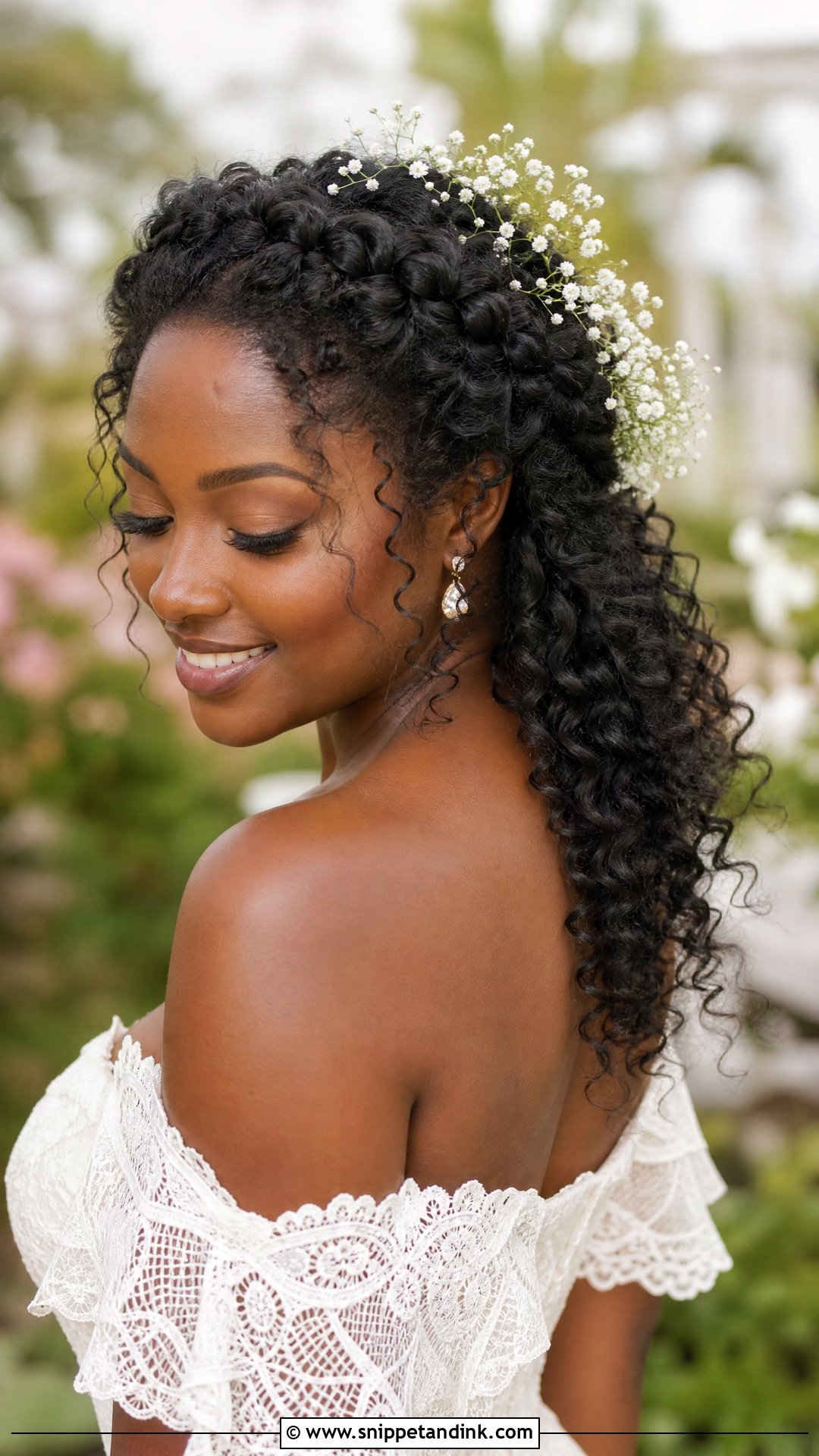 Curly Crown Braid Wedding Style - Snippet and Ink - 20 Naturally Curly Hair Wedding Styles