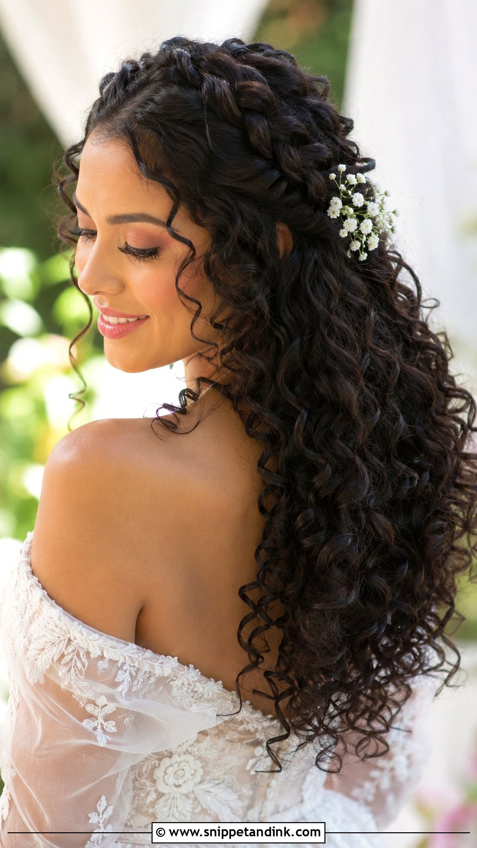 Curly Crown Braid With Curls - Snippet and Ink - 25 Curly Hair for Wedding Ideas