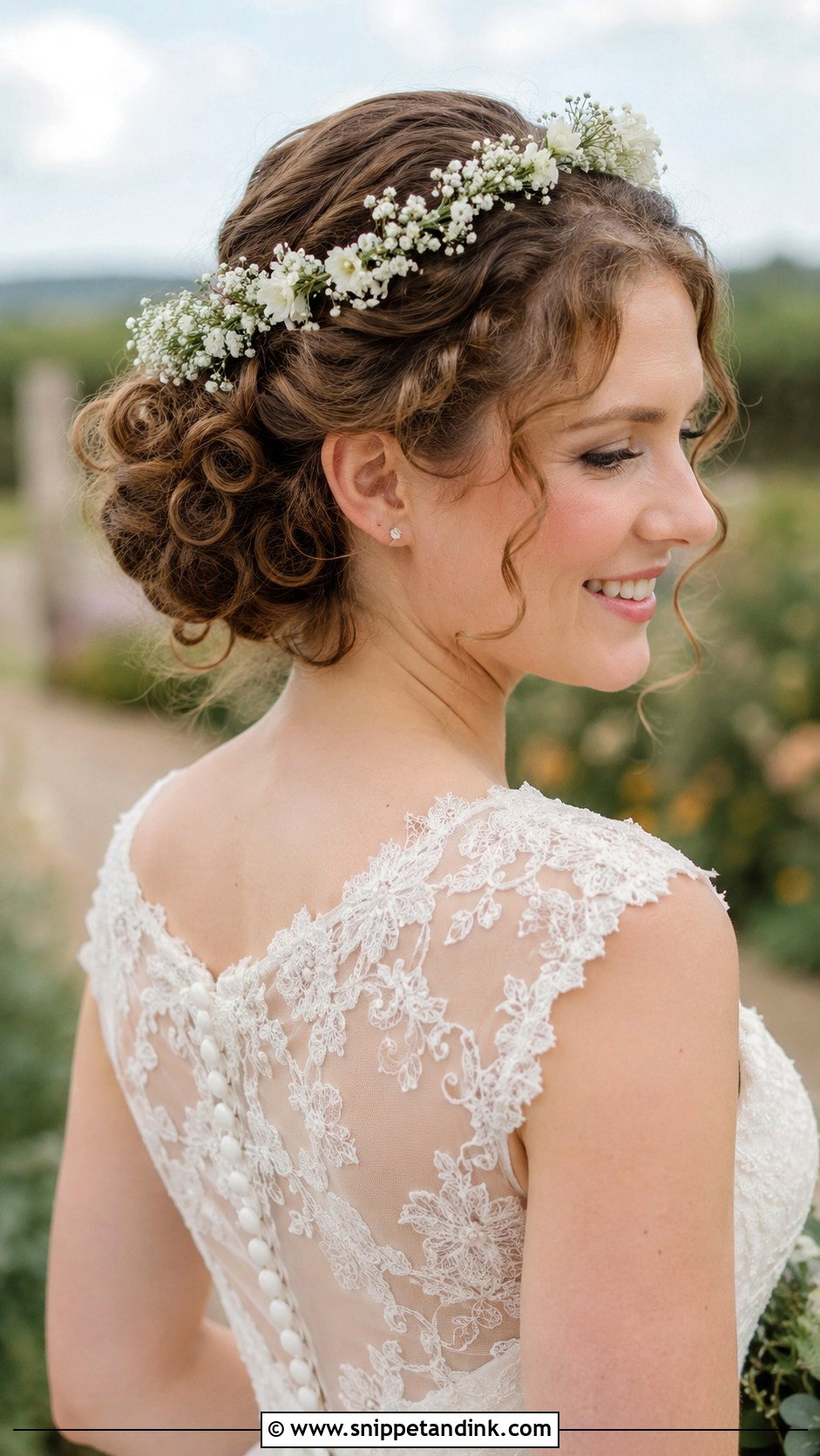Curly Crown Braid With Short Hair - Snippet and Ink - 20 Short Curly Wedding Hairstyles