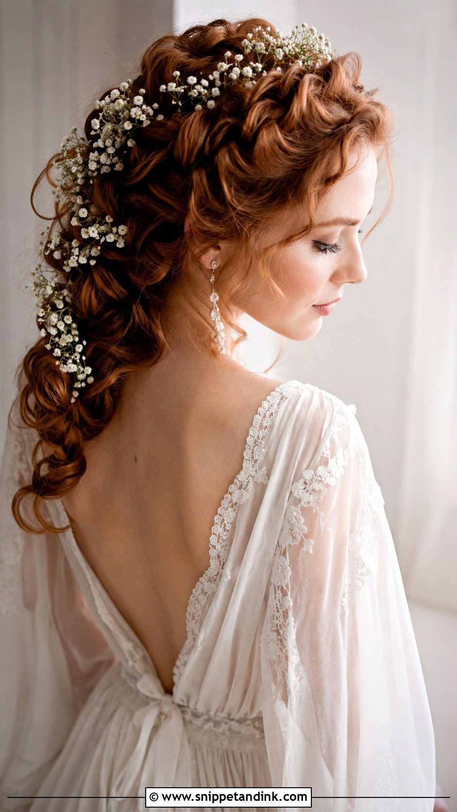 Curly Crown Braid for Bride - Snippet and Ink - 25 Curly Hair Styles for Wedding
