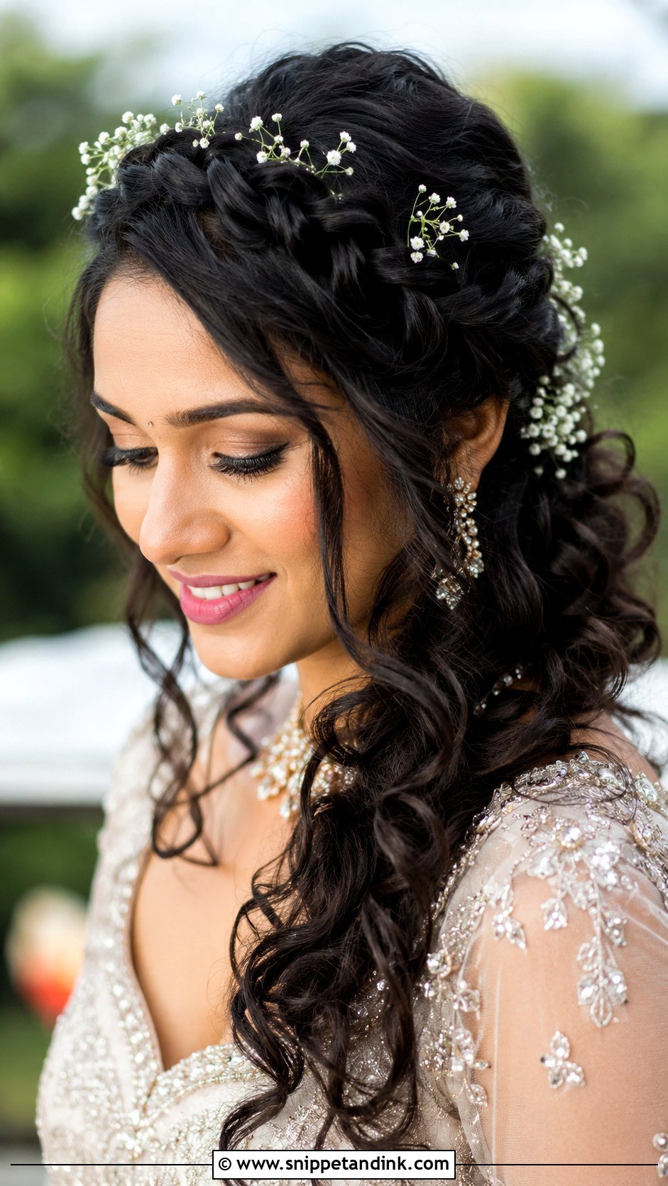 Curly Crown Braid for Brides - Snippet and Ink - 30 Curly Hair Bride Ideas