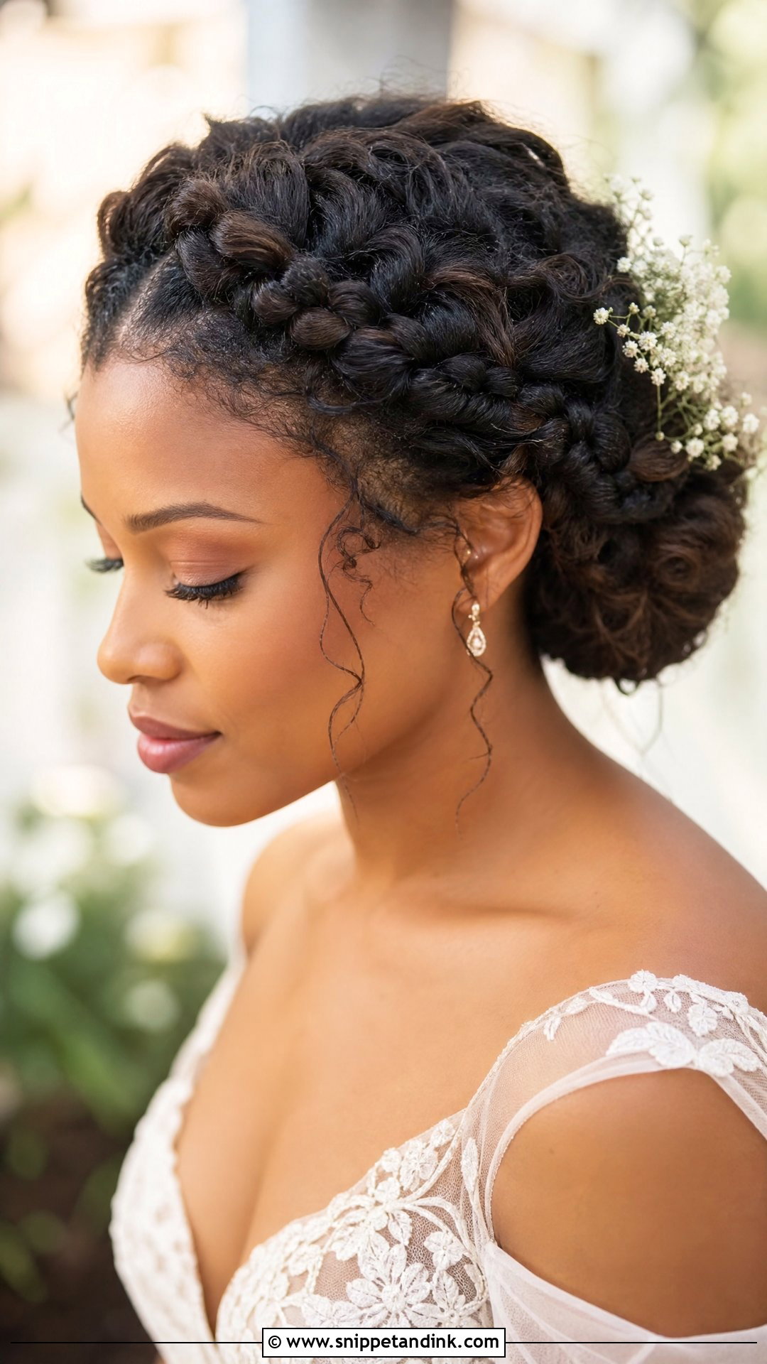 Curly Crown Braid - Snippet and Ink - 20 Curly Wedding Hairstyle Ideas