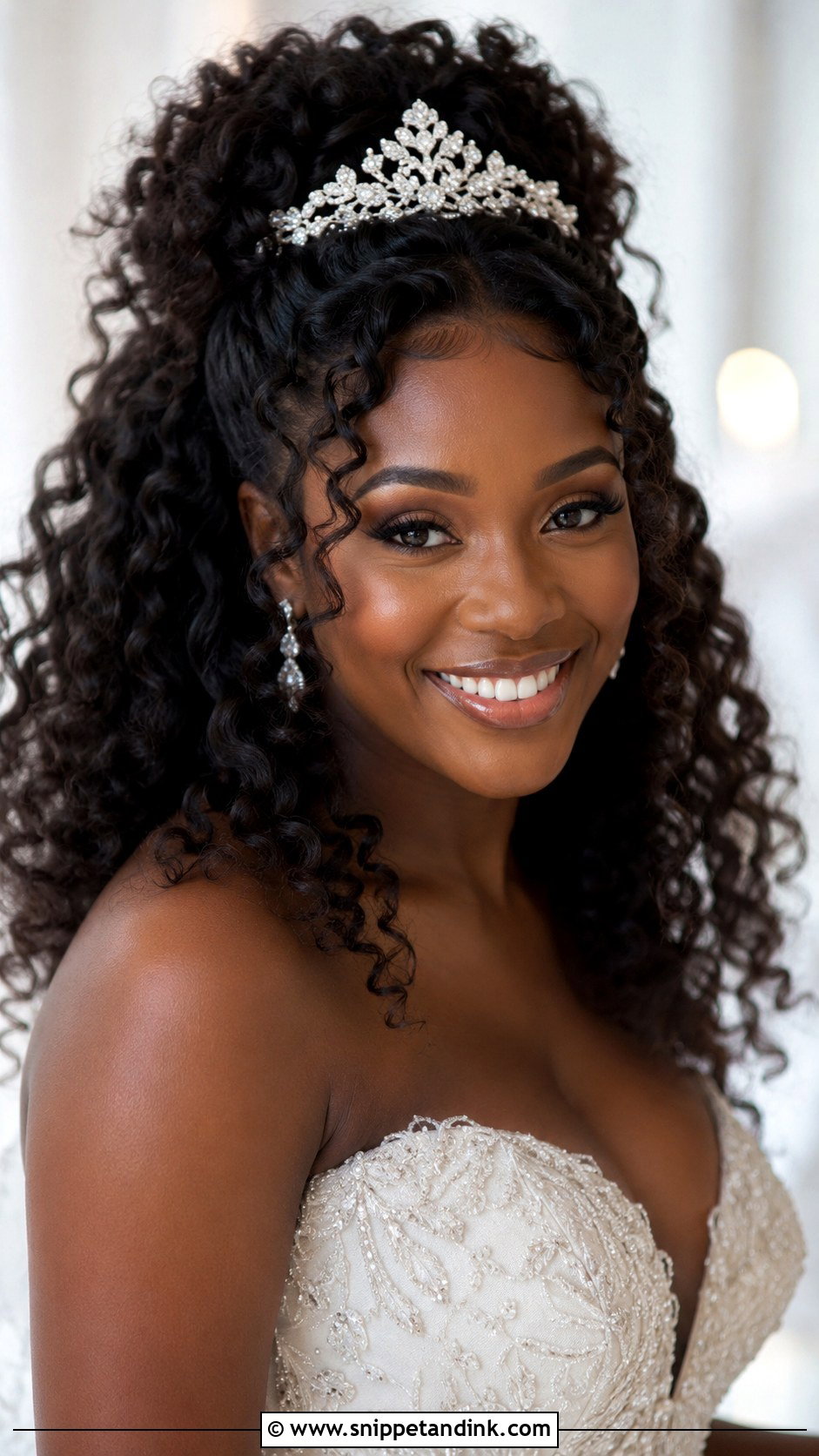 Curly Crown Half Updo - Snippet and Ink - 30 Wedding Hairstyles with Crown
