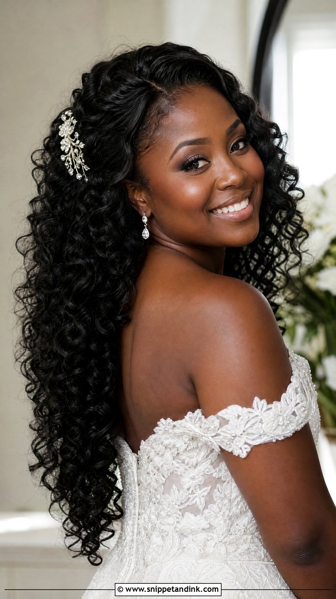 Curly Dark Hair Wedding Style - Snippet and Ink - 20 Dark Wedding Hair Ideas
