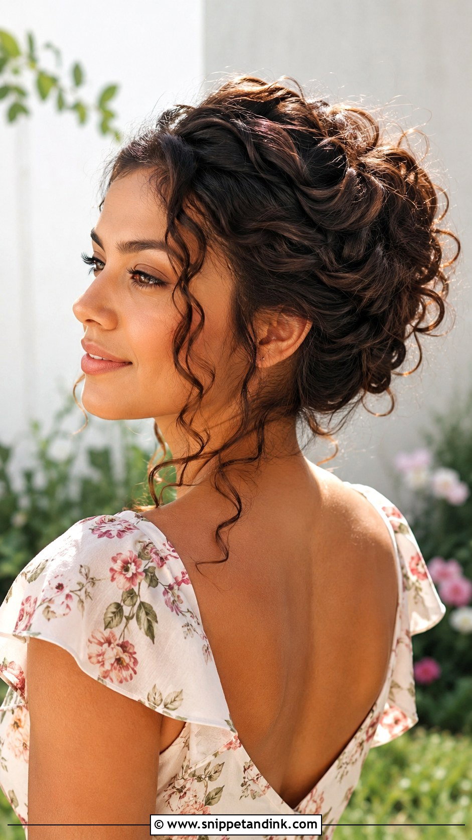 Curly Disheveled Updo - Snippet and Ink - 25 Curly Hair Wedding Guest Hairstyles