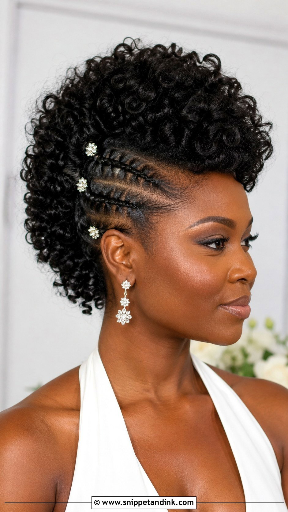 Curly Faux Hawk Updo - Snippet and Ink - 20 Updo Wedding Hairstyles for Black Women