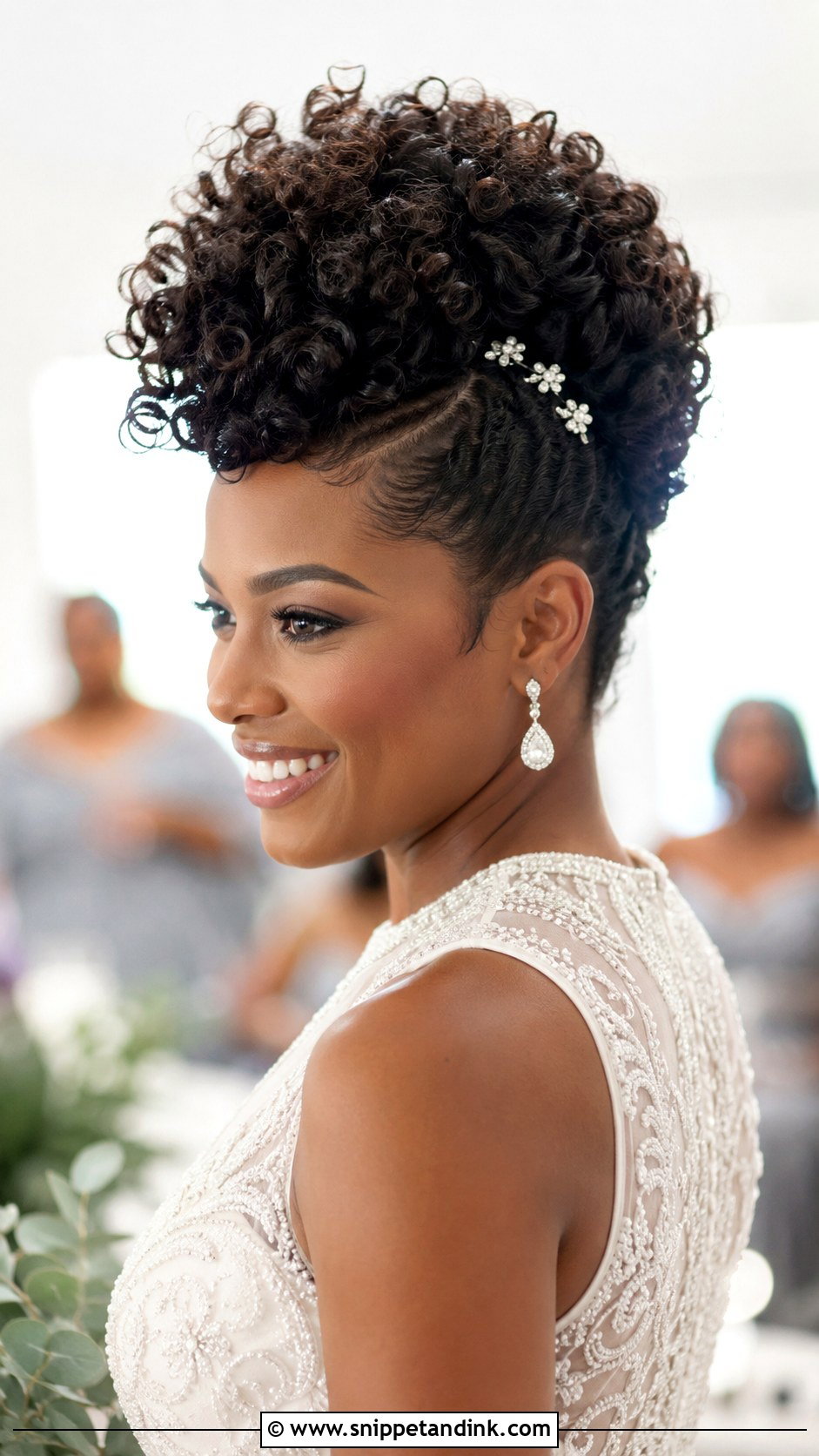 Curly Faux Hawk Updo - Snippet and Ink - 25 Curly Hair Bride Hairstyles