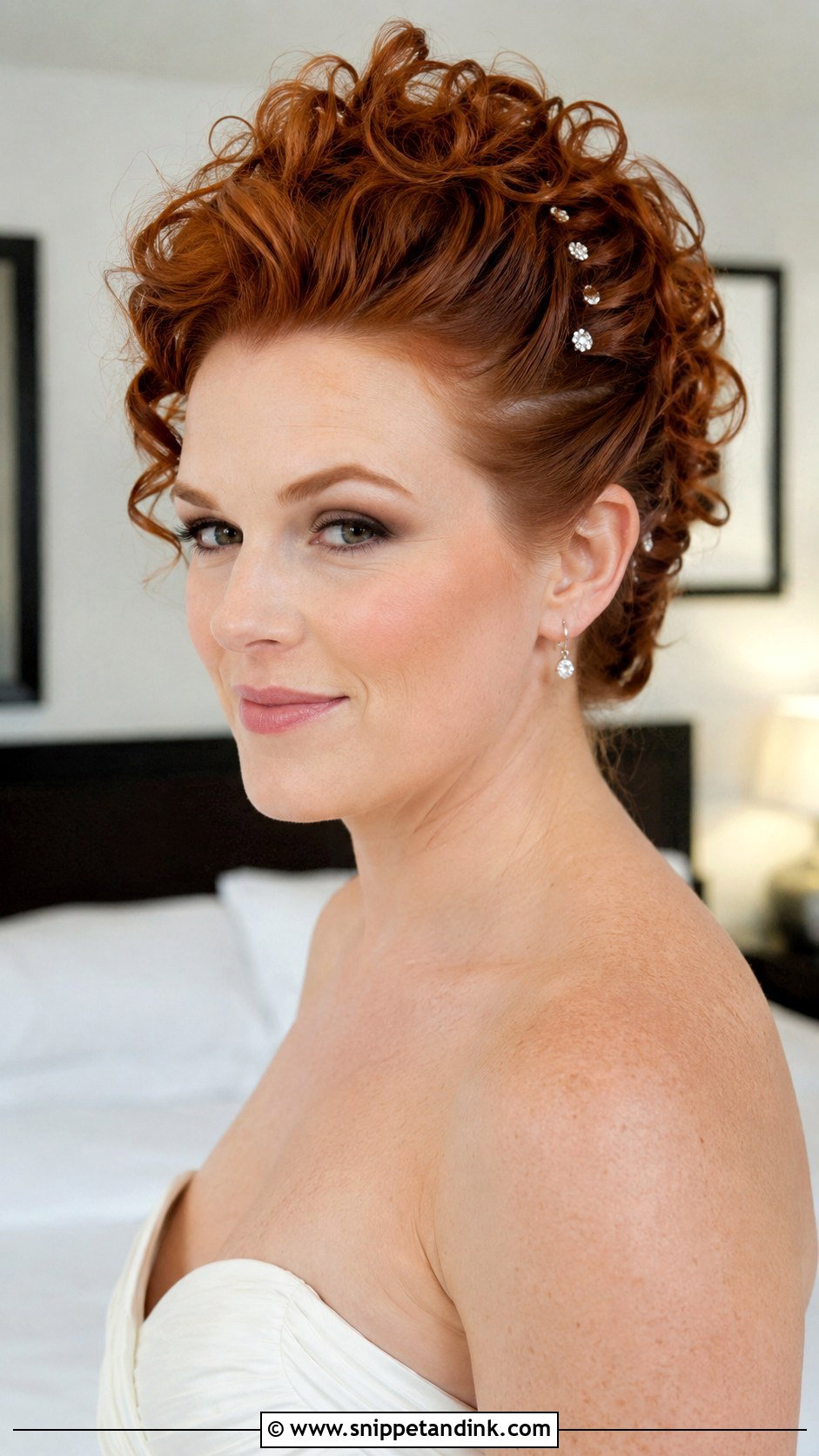 Curly Faux Hawk Updo - Snippet and Ink - 30 Curly Hair Updo Wedding Ideas