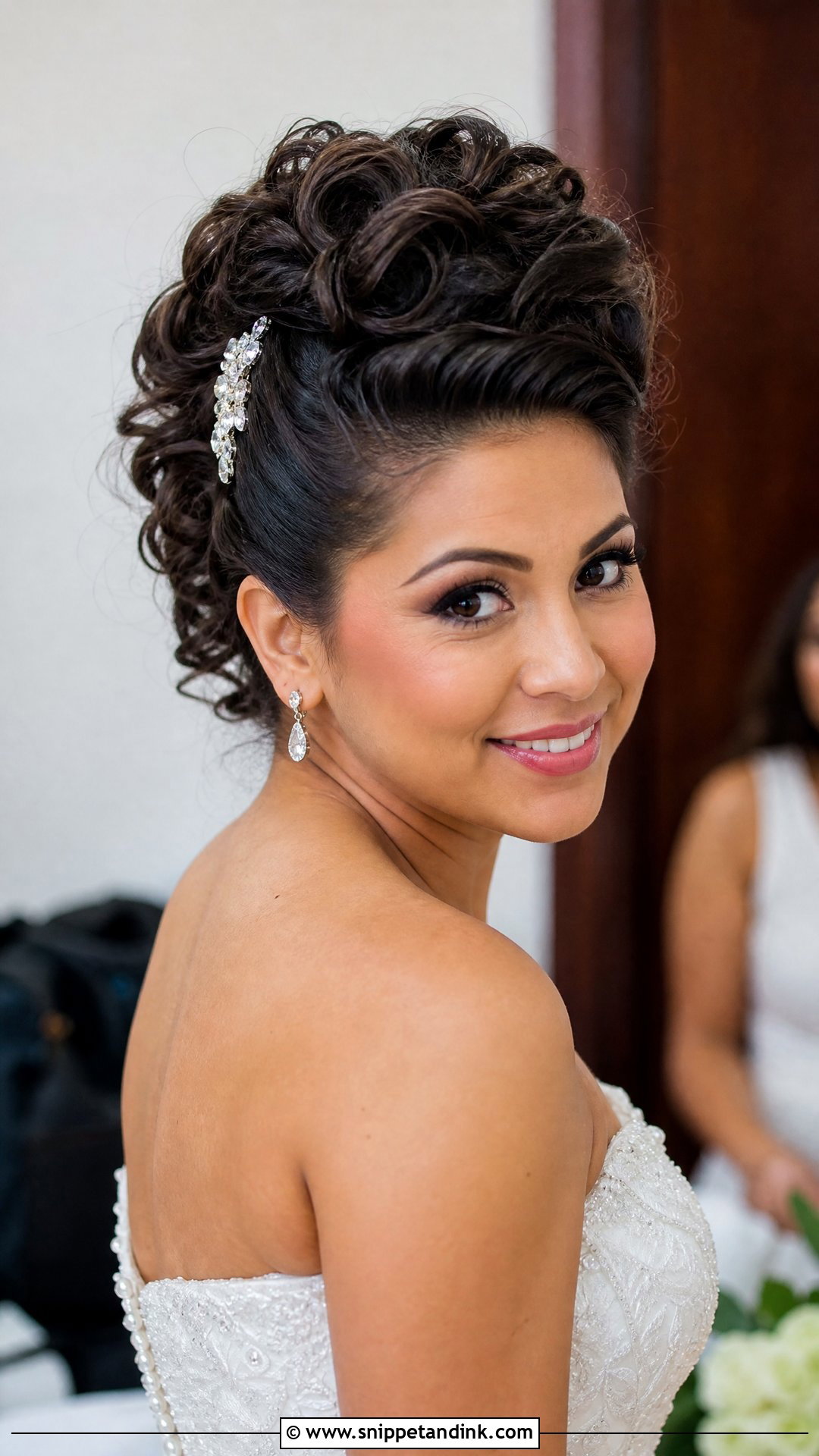 Curly Faux Hawk Updo for Brides - Snippet and Ink - 20 Curly Hairstyles for Weddings